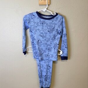 Cozy Blue Robot Print Kids Pajama Set